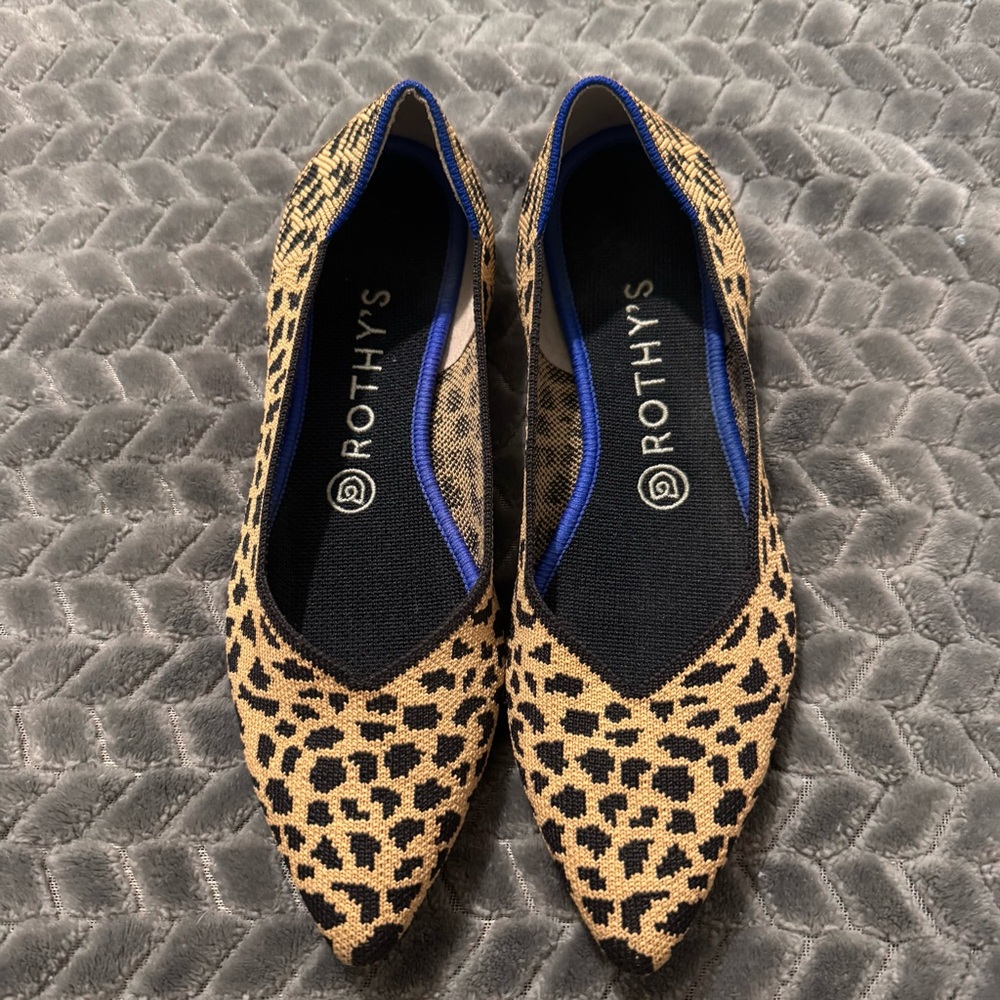 Rothy's Black and Tan Leopard Print Flats